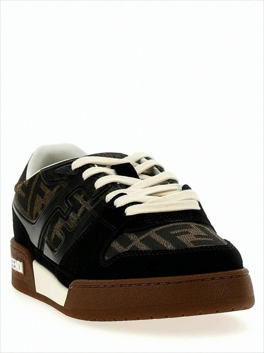 Monogram Pattern Low-Top Sneakers with Calf Leather