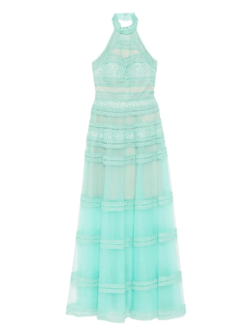 Lace Striped Long Dress