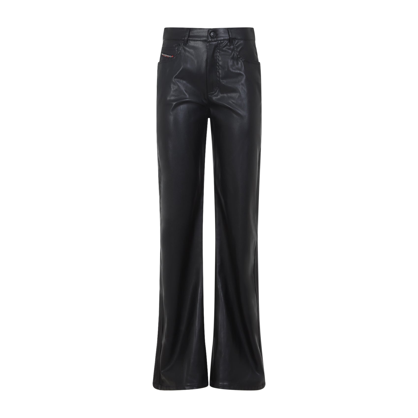 Straight-Leg Trousers With Leather-Like Finish