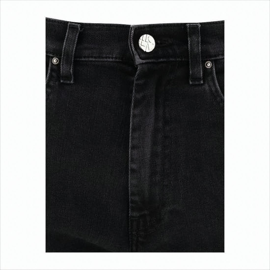 Black Denim Pants with Five-Pocket Design and Tapered Fit
