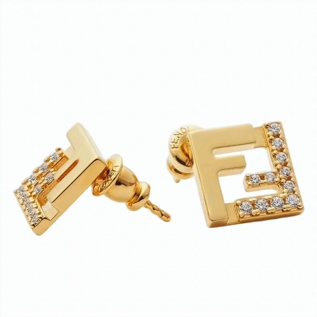 Geometric Gold Earrings with Crystal Accents