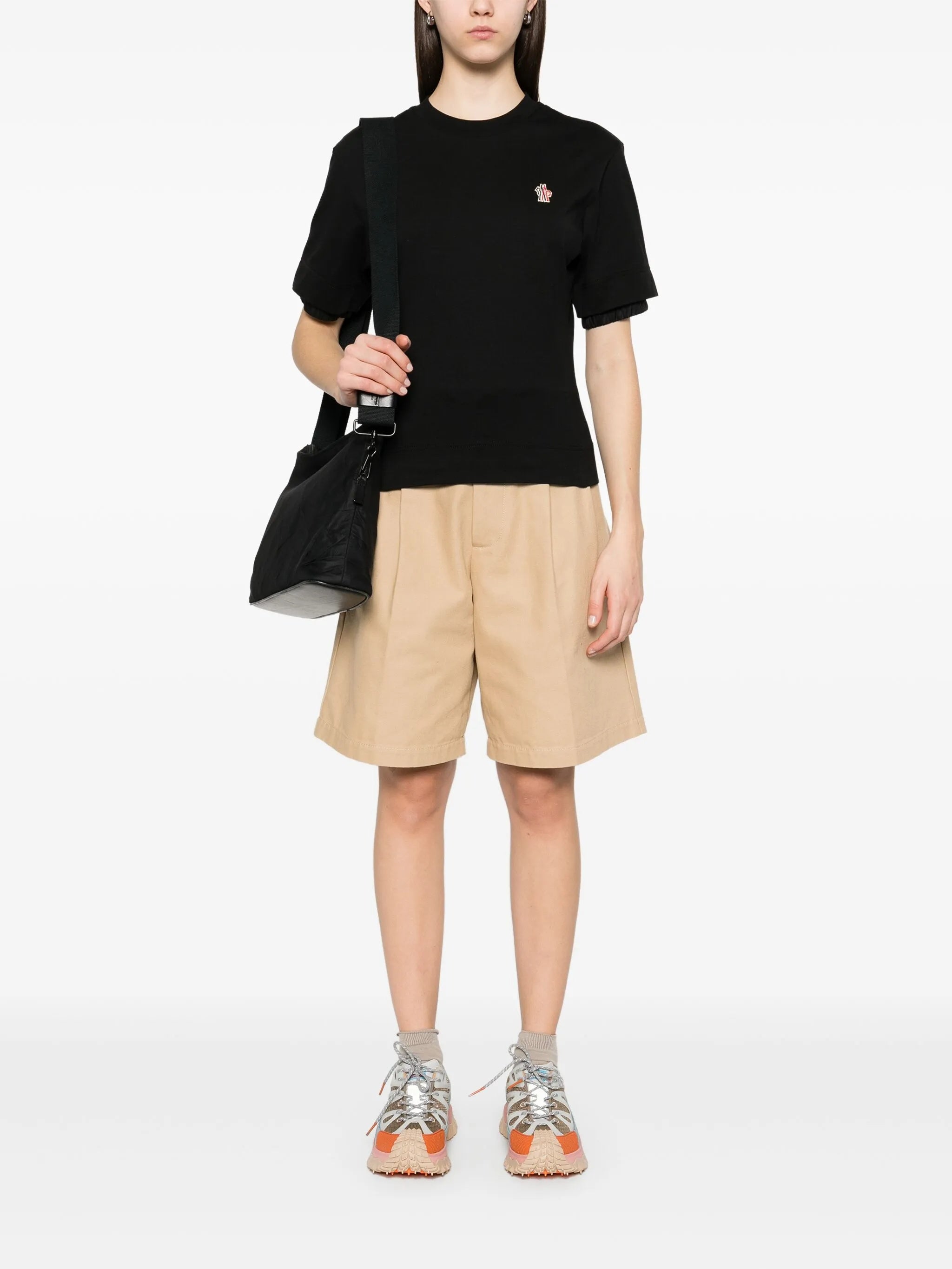 Black Cropped Cotton T-Shirt