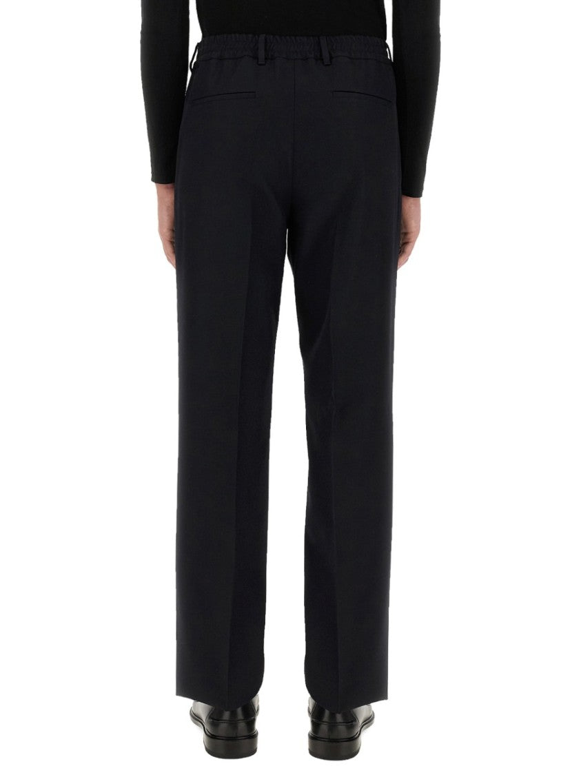 Straight-Fit Black Wool Pants