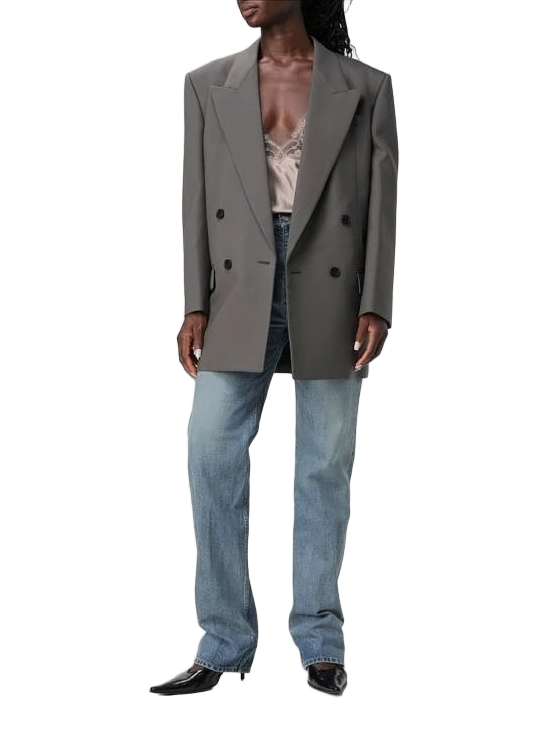 Straight-Leg Light Blue Denim Pants