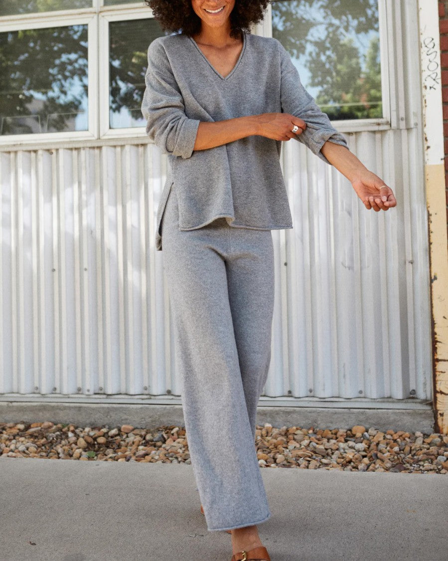 High-Rise Knit Pants with Relaxed Wide Leg