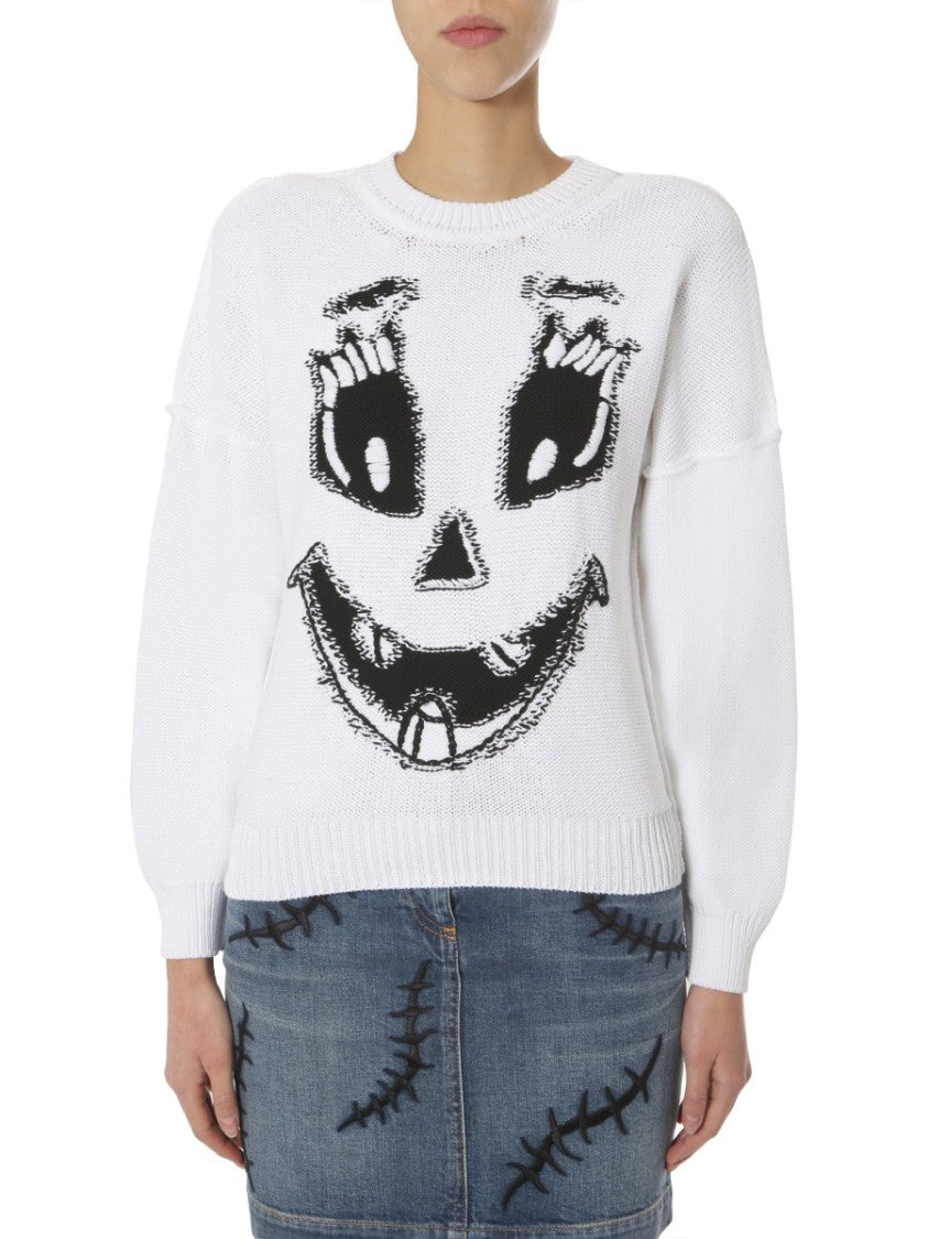 Graphic Face Round Neck Sweater