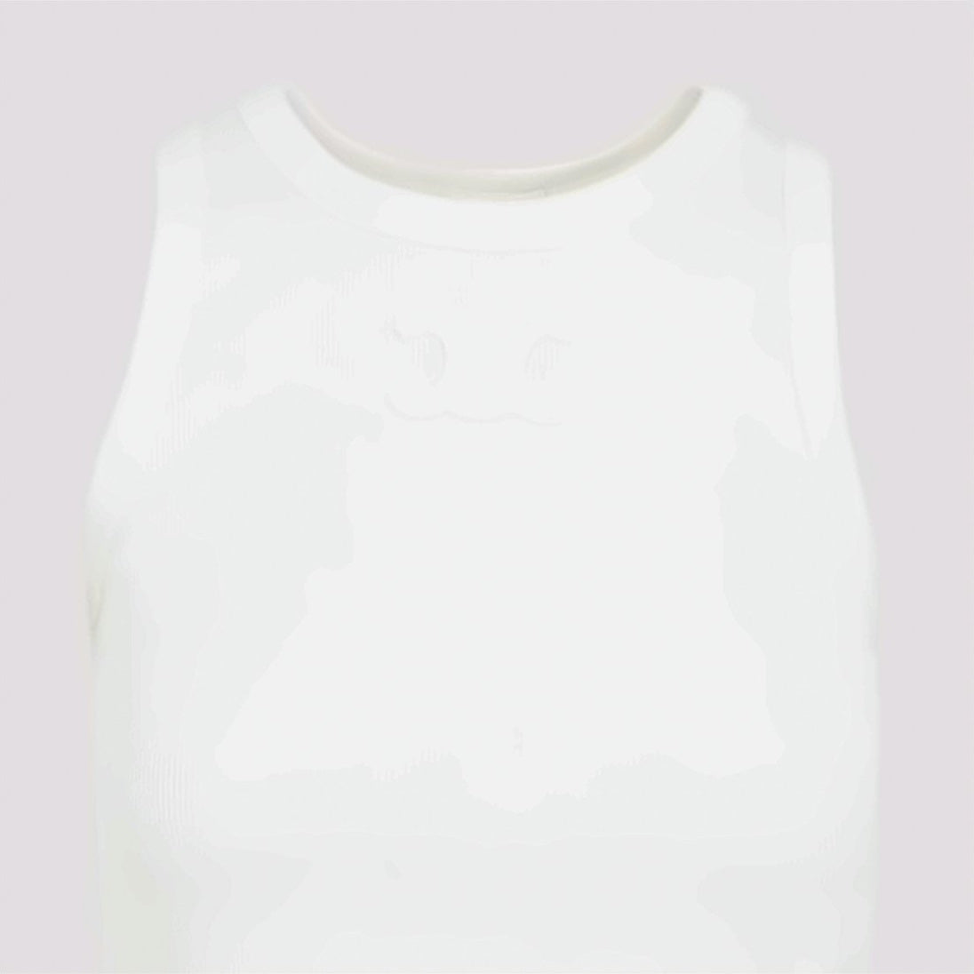 Ribbed Tank Top with High Neckline and Embossed Logo