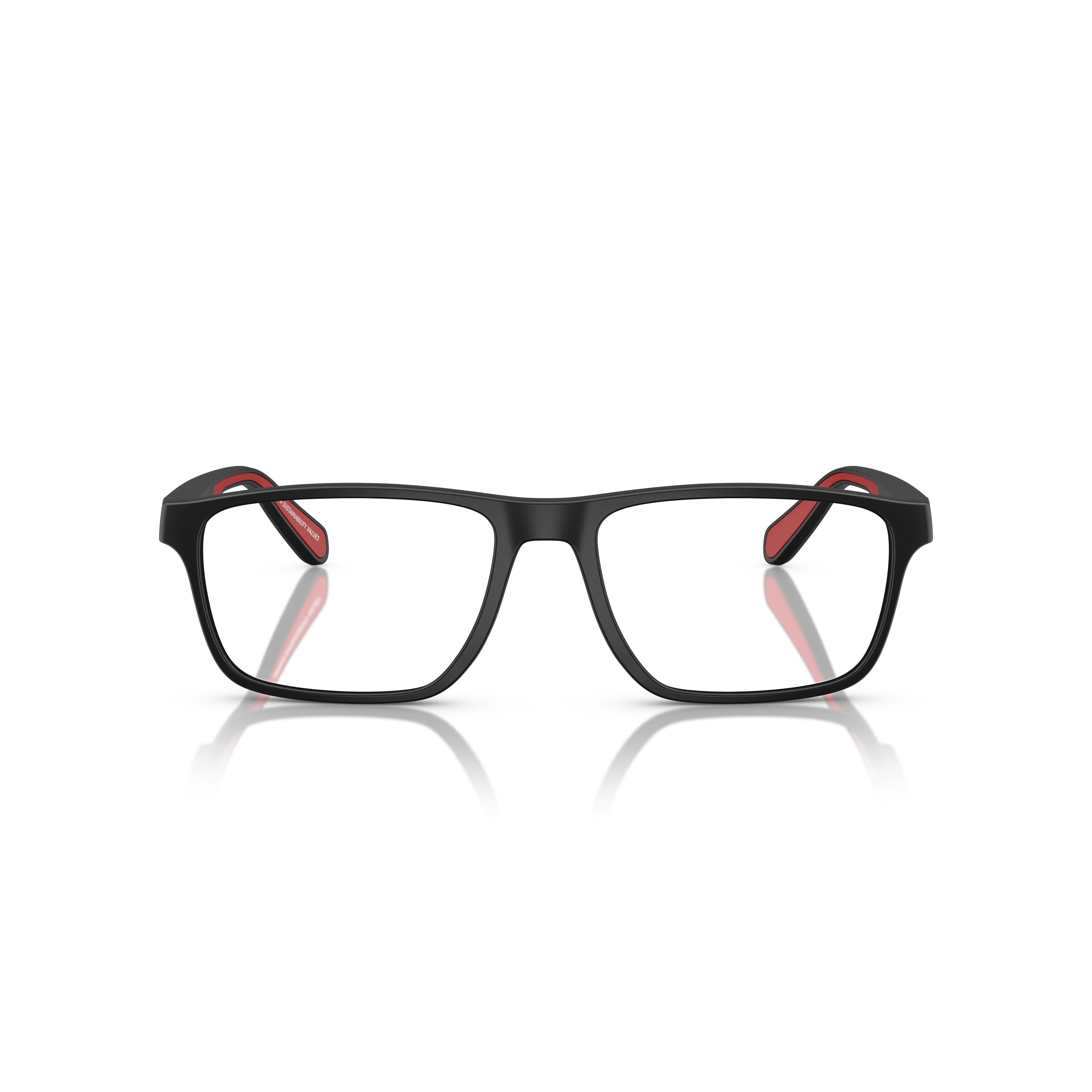 0ea3233 Rectangular Matte Black Eyeglass Frames with Red Accents