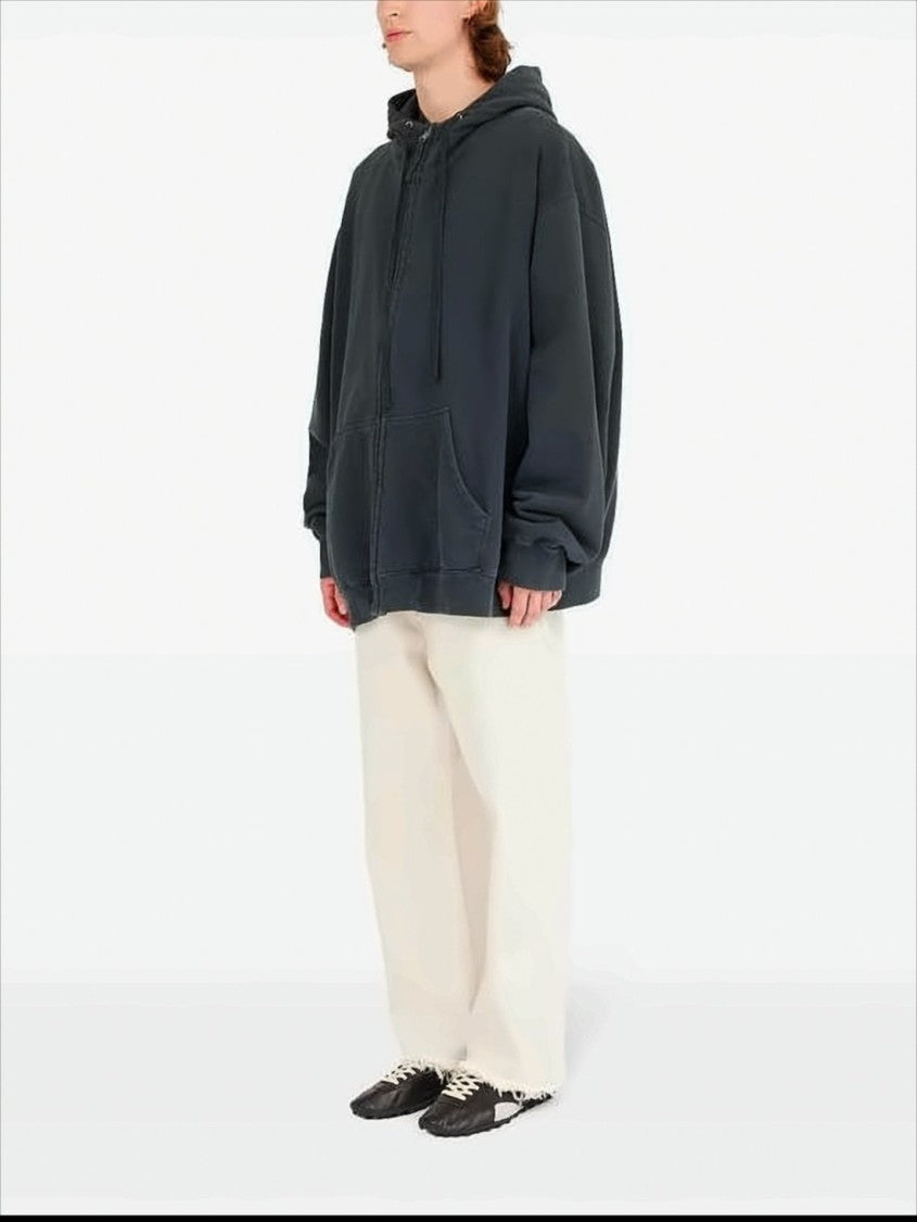 Oversized Zip-Up Hoodie With Relaxed Fit And Drawstring Hood