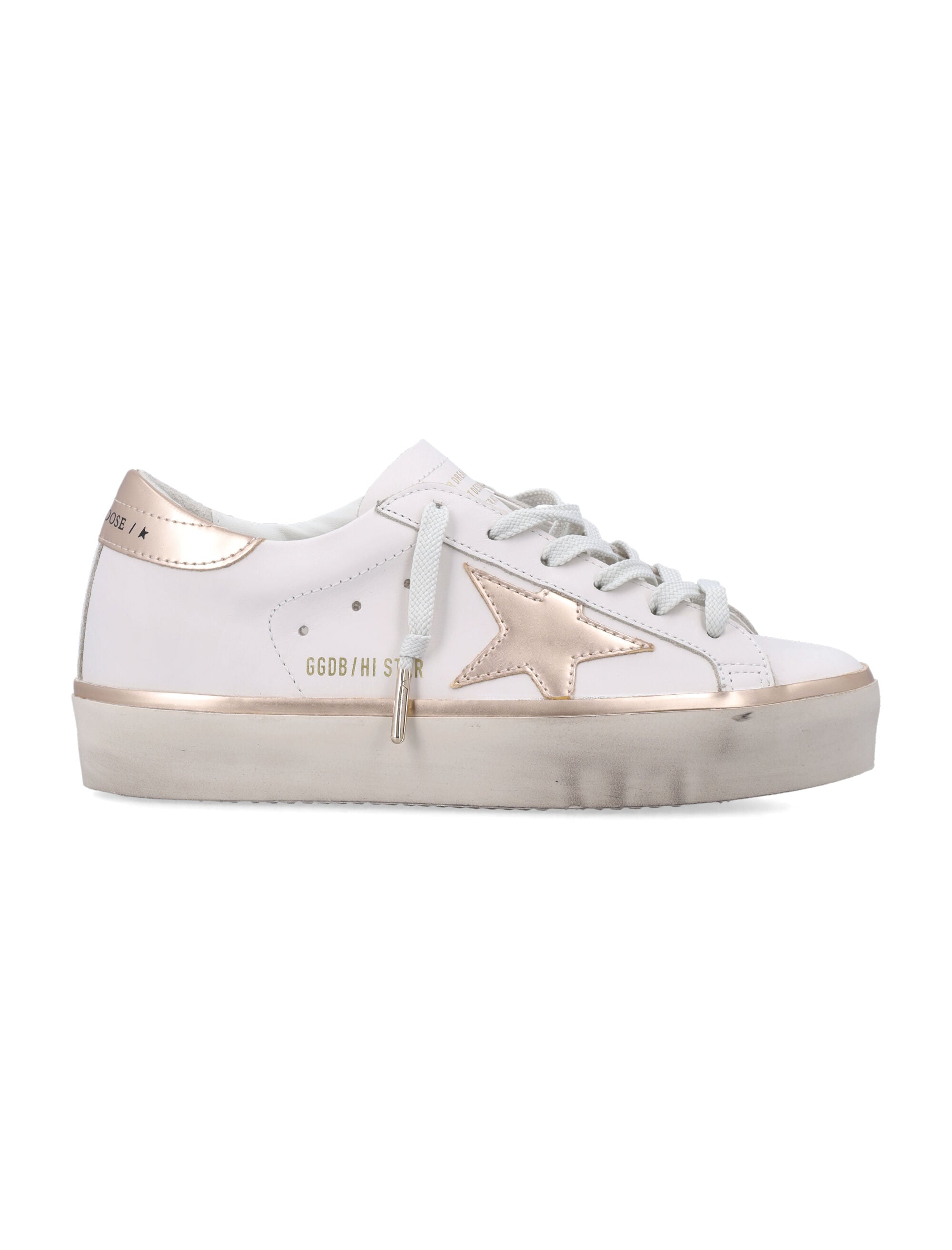 Hi Star White Leather Sneakers with Metallic Accents