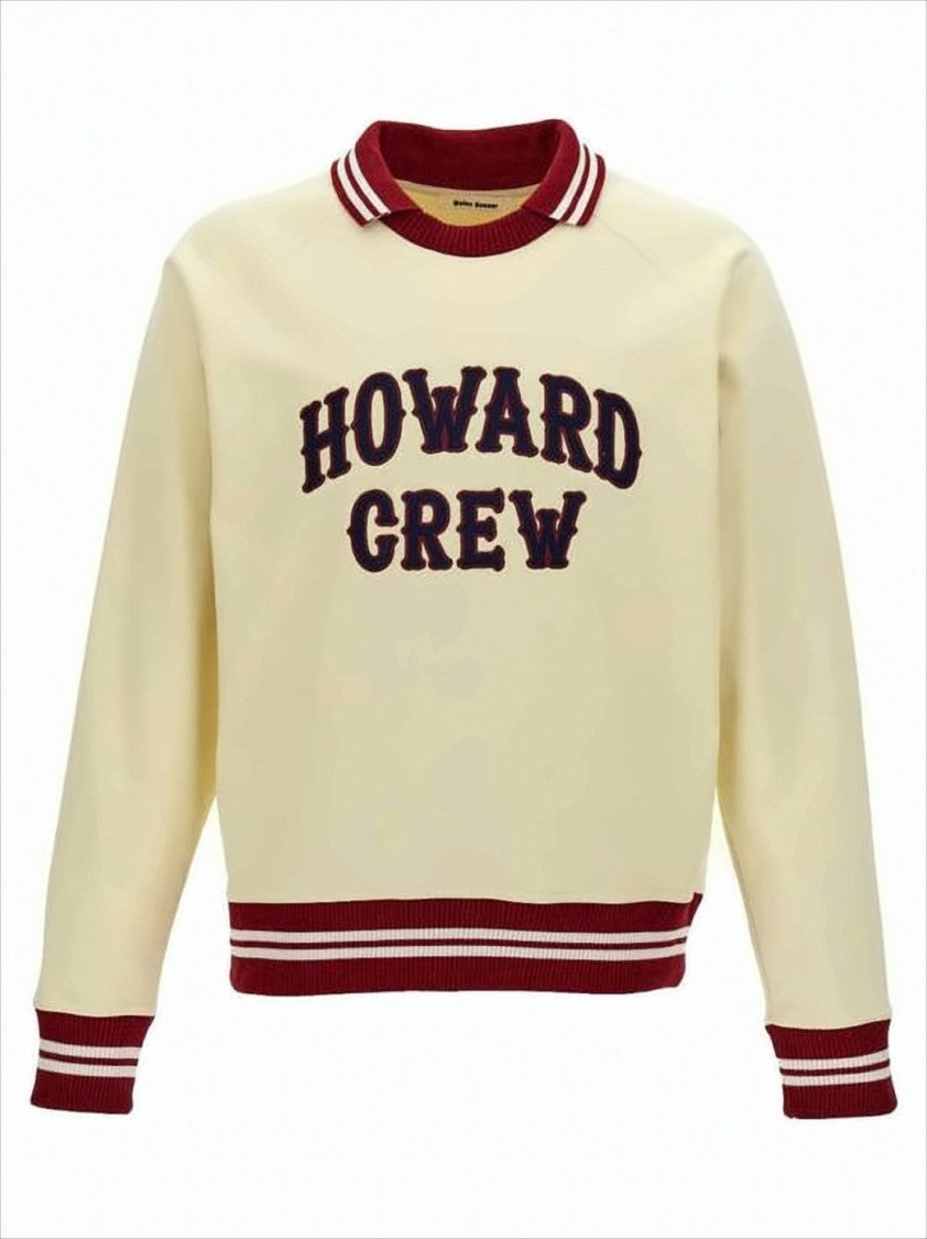 Cream Long-Sleeve Sweatshirt with Collegiate Design