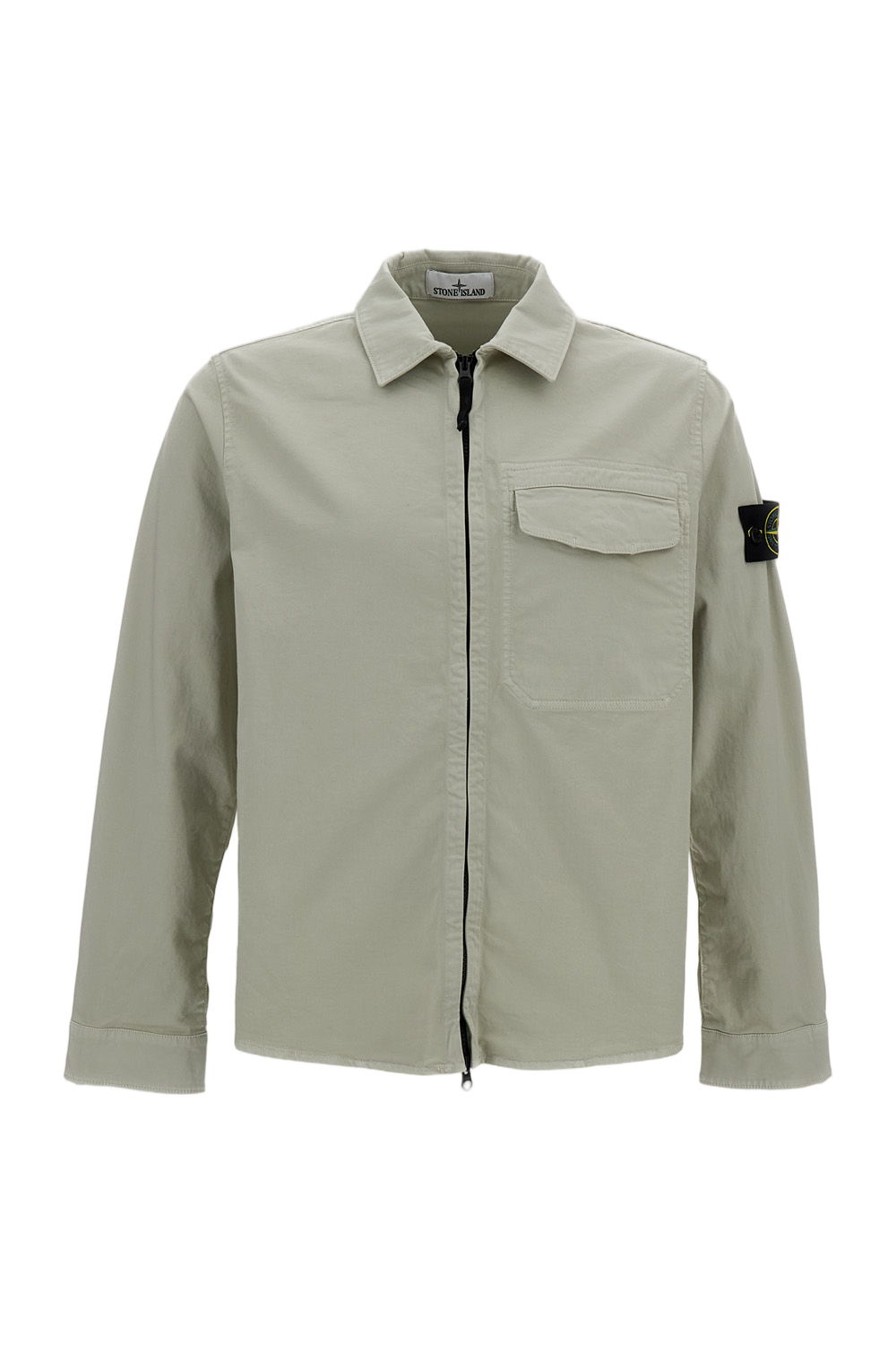 Grey Cotton Overshirt With Zip Closure