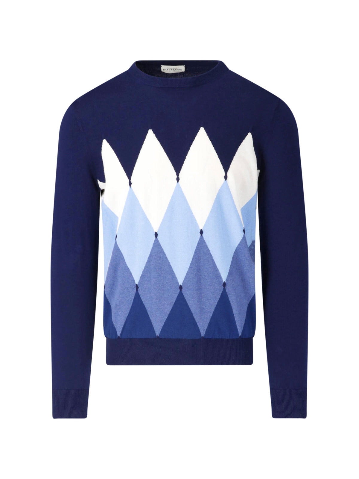 Navy Argyle Front Solid Back Sweater