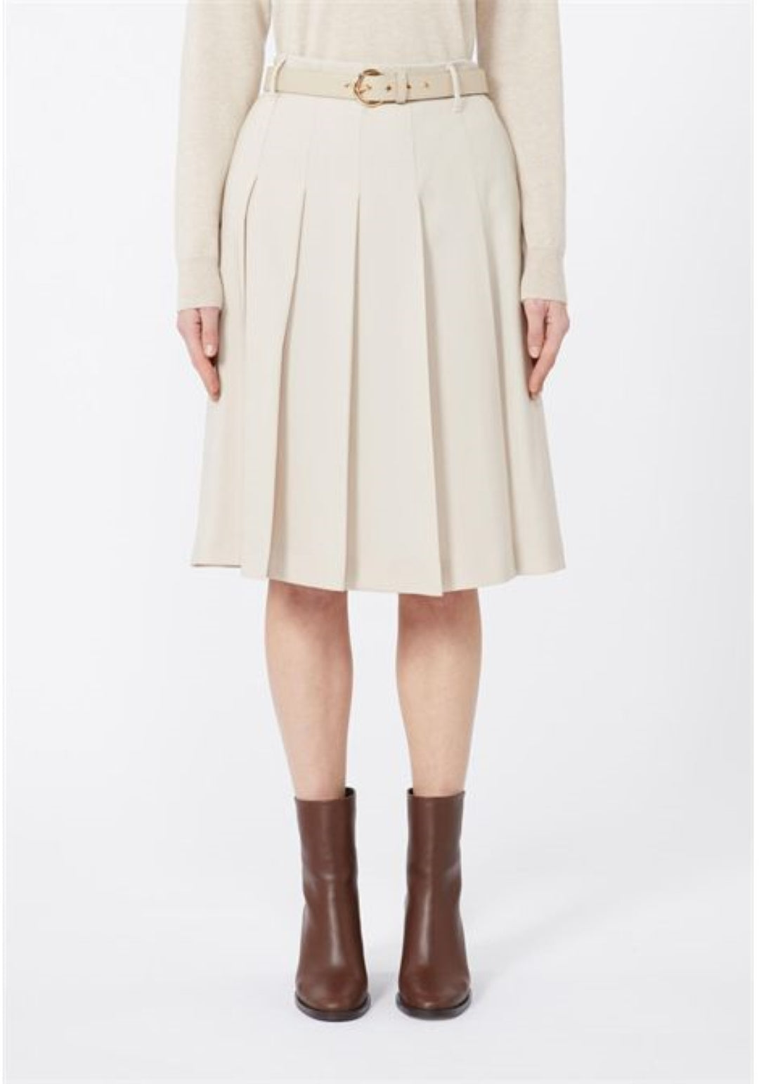 Structured Midi Skirt With Elegant Pleats