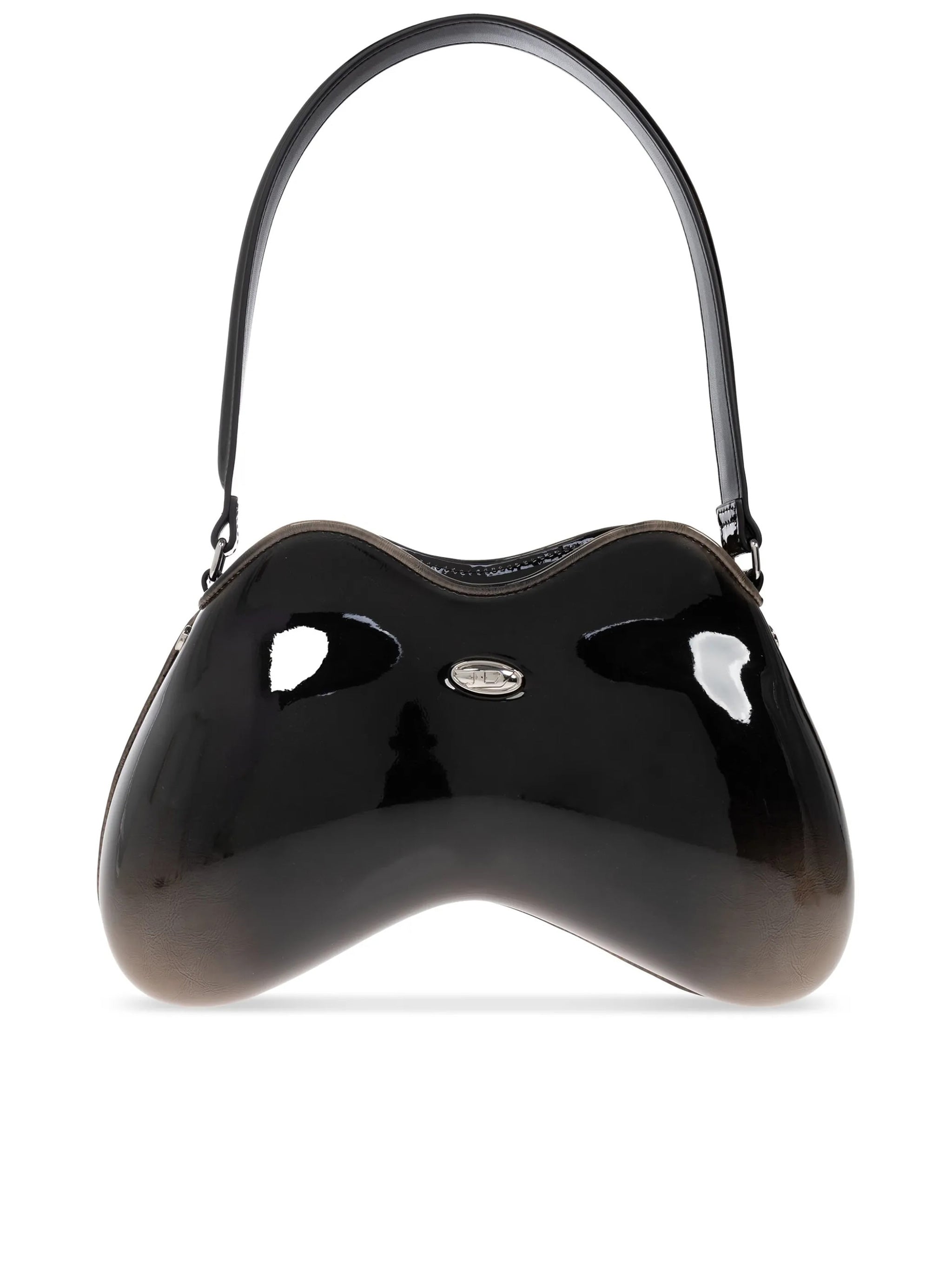 Black Play Double-D Sculptural Glossy Handbag