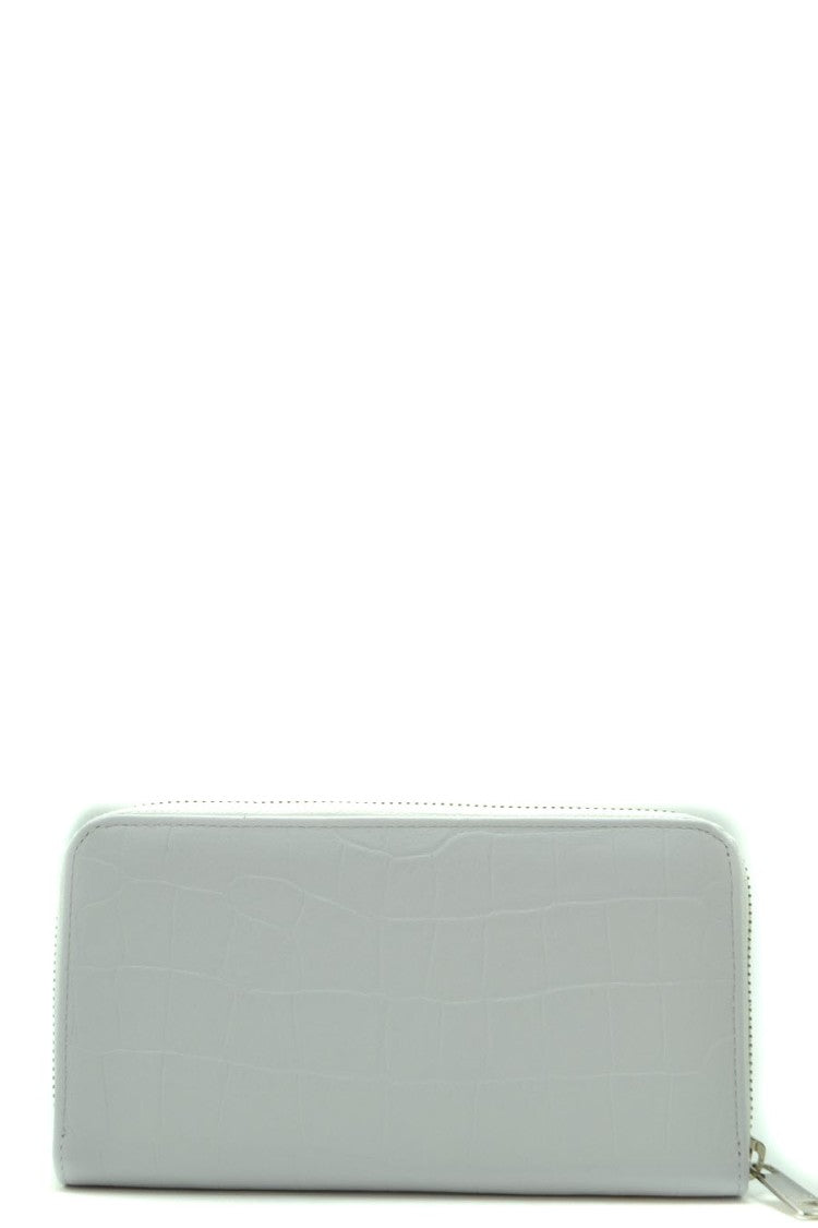 Embossed Crocodile Pattern Wallet With Zip-Around Closure