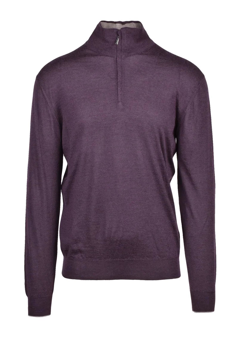 High Neck Zip Pullover - Red