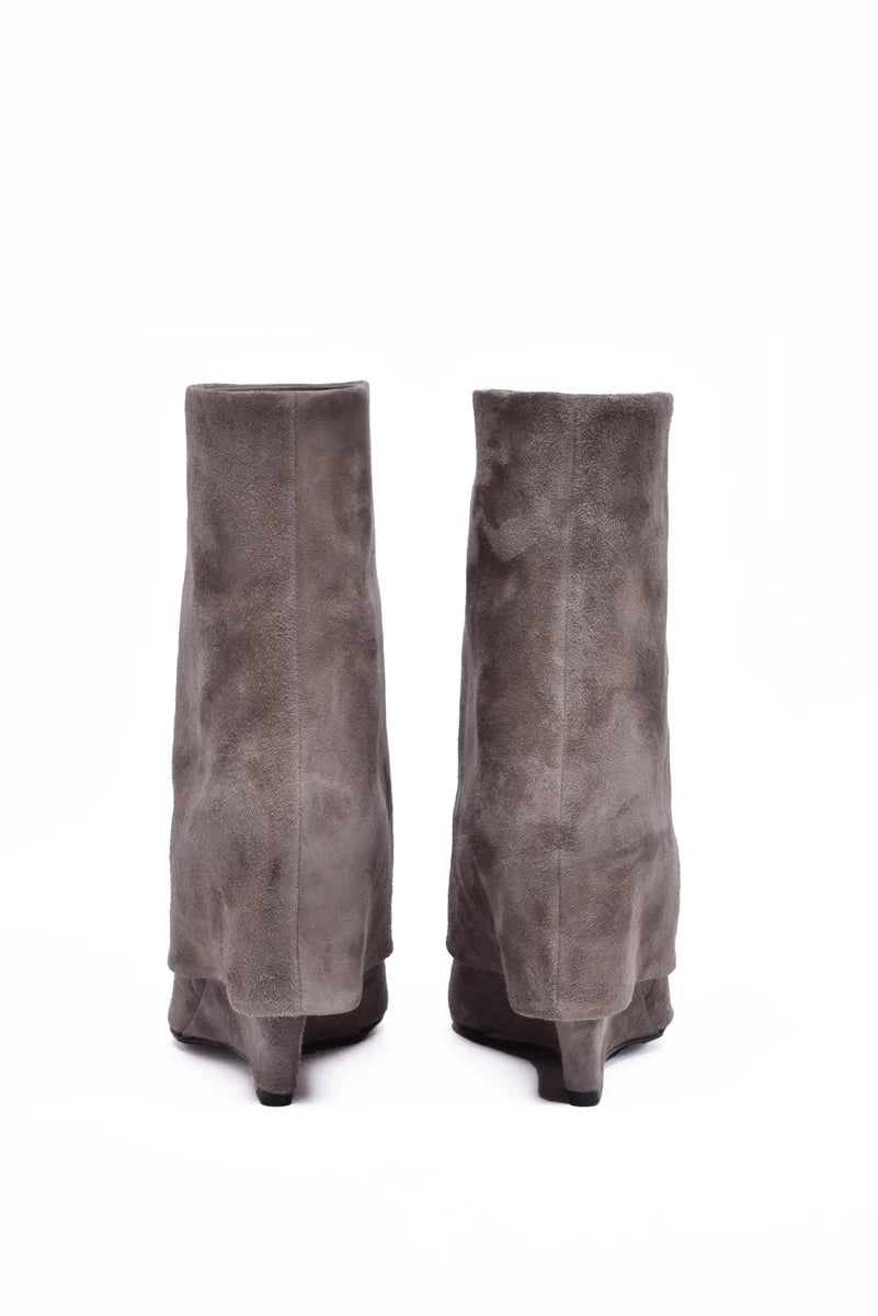 Leather Ankle Boot - Grey