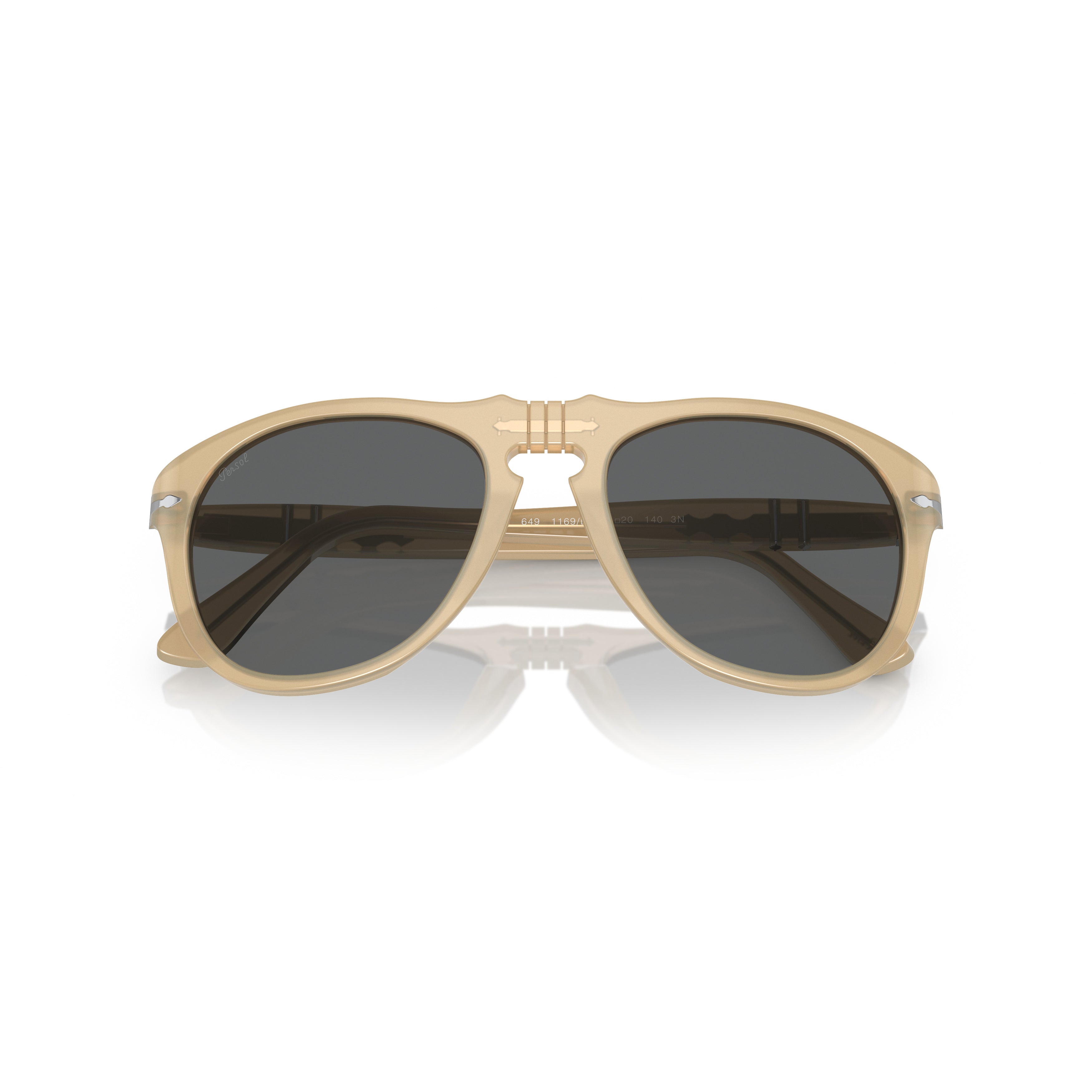 0po0649 Translucent Beige Acetate Sunglasses with Rounded Shape