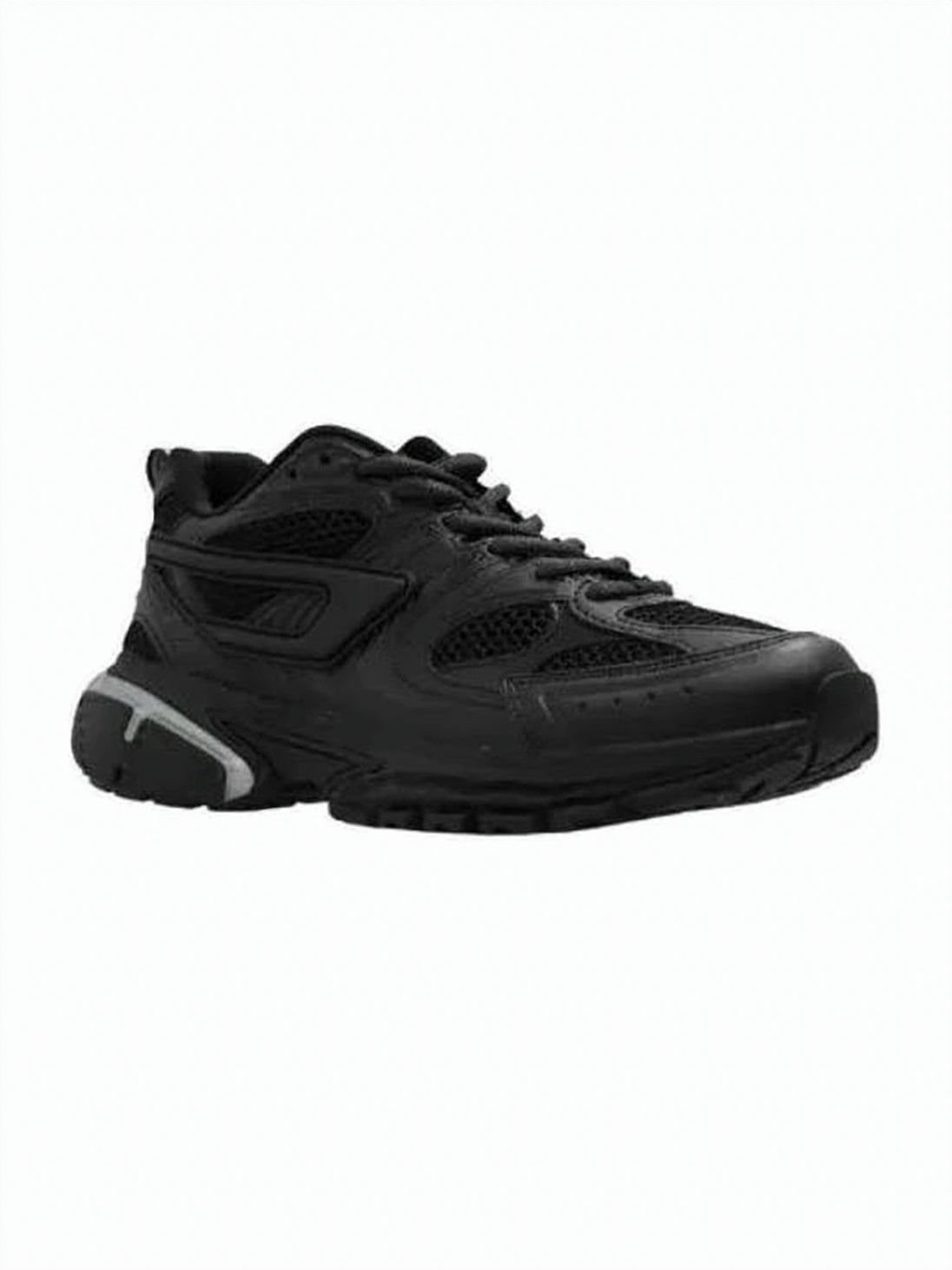 Black Low-Profile Sneakers with Mesh Overlays