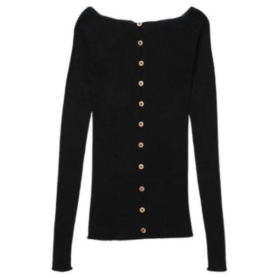 Slim-Fit Long-Sleeved Top With Button Detailing