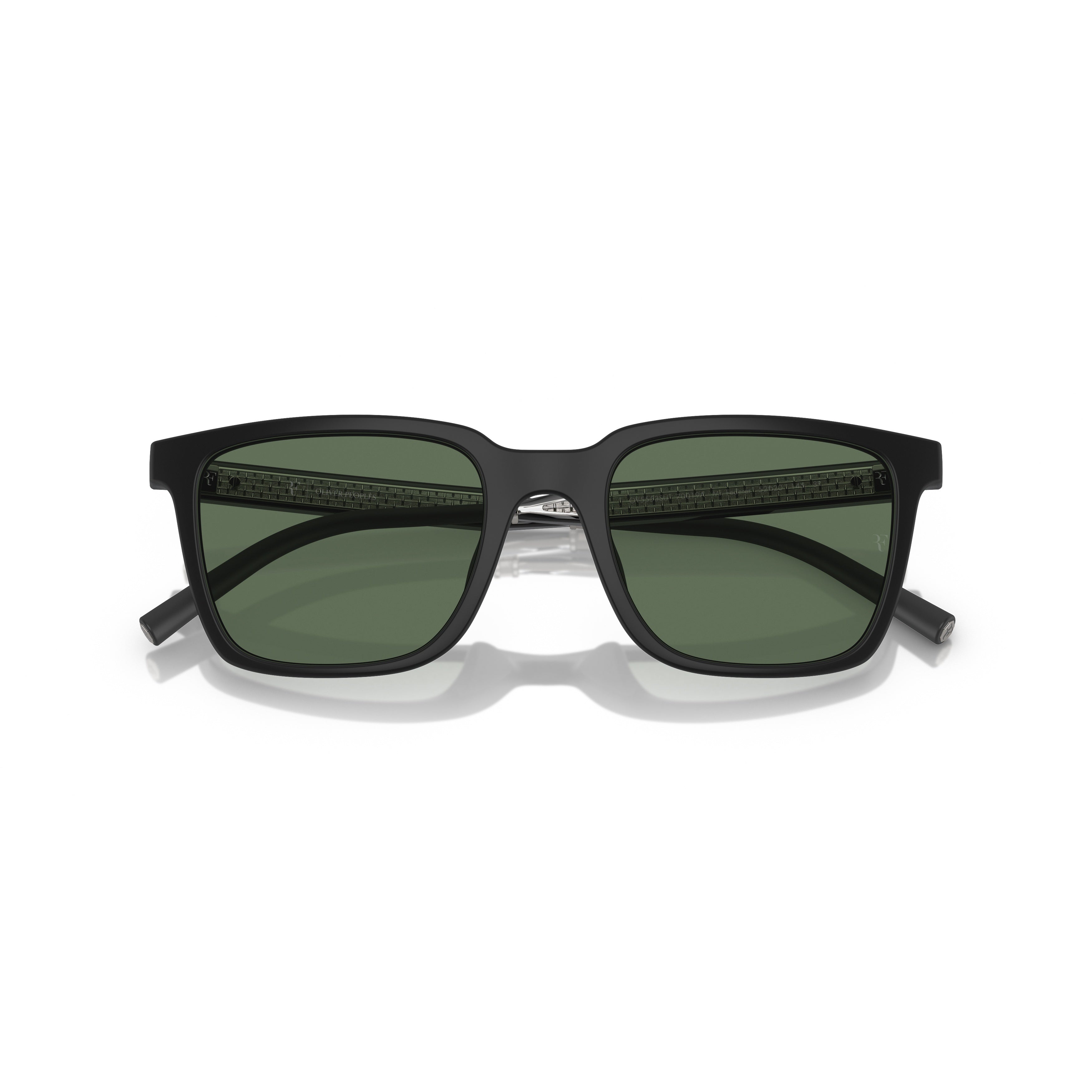 0ov5553su Bold Rectangular Frame Sunglasses with Dark Green Lenses
