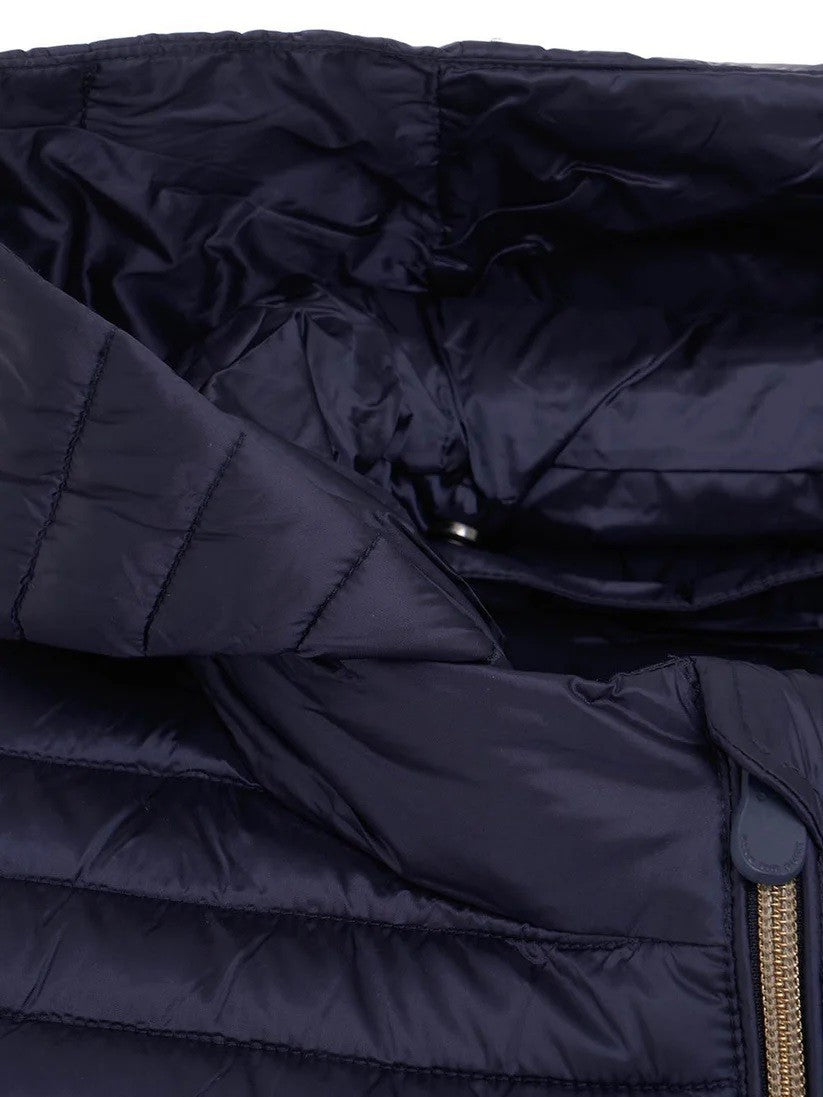 Quilted Hooded Jacket With Full-Length Zipper