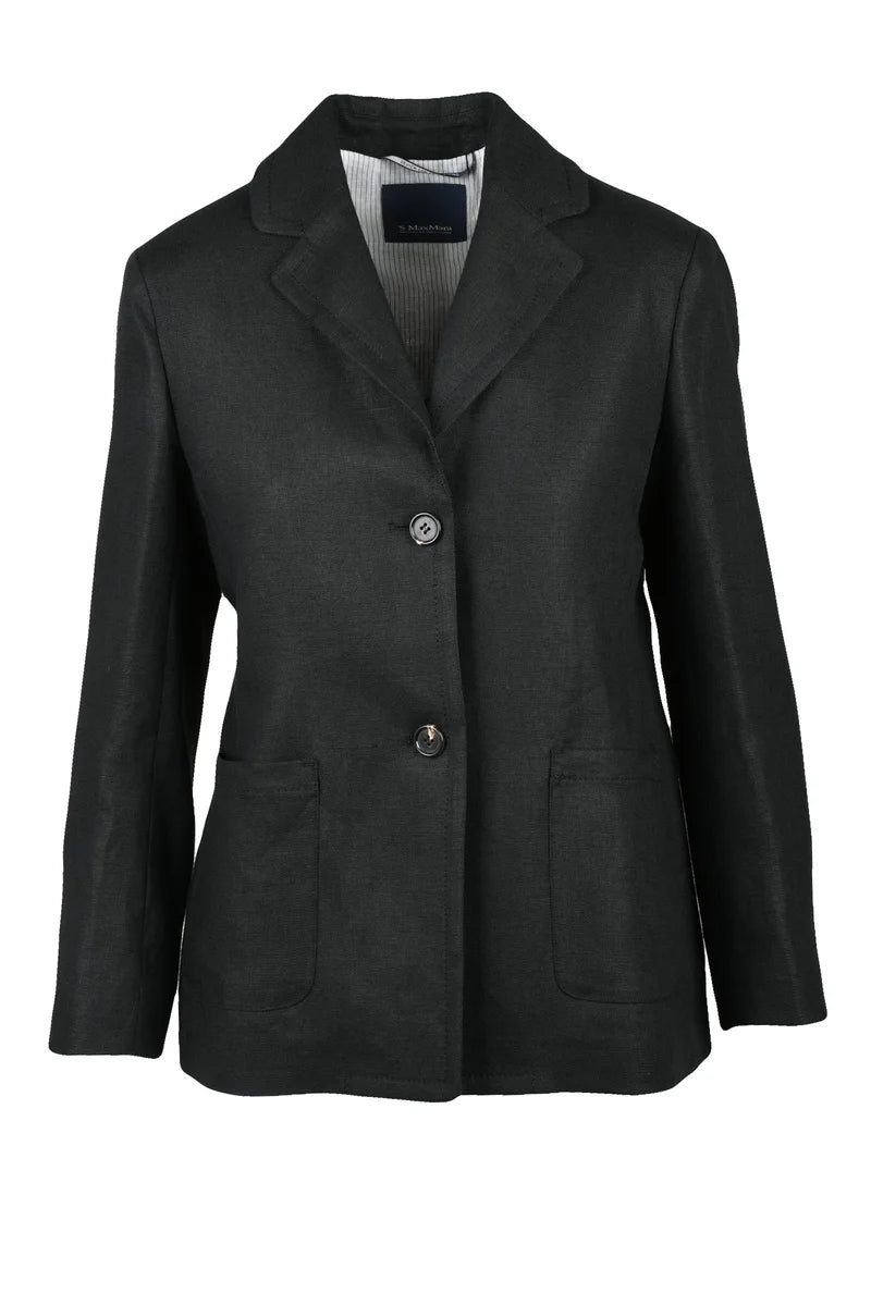 Straight Linen Jacket - Black