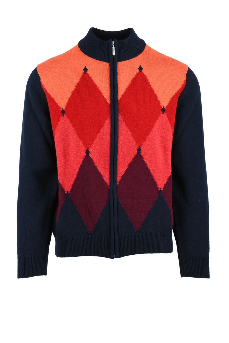 Zip Cardigan Cashmere Red/Orange