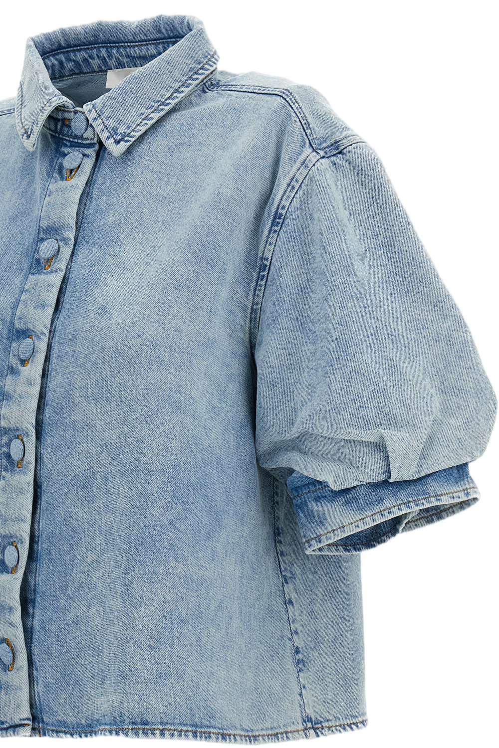 Short-Sleeved Denim Chambray Billow Shirt