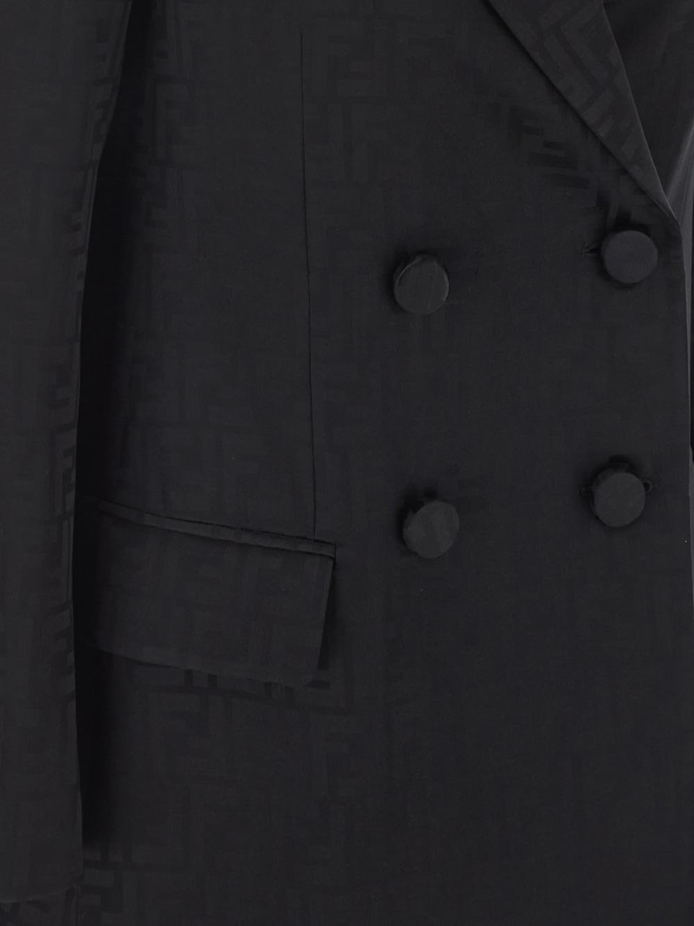 Double-Breasted Silk Jacket with Tonal Monogram