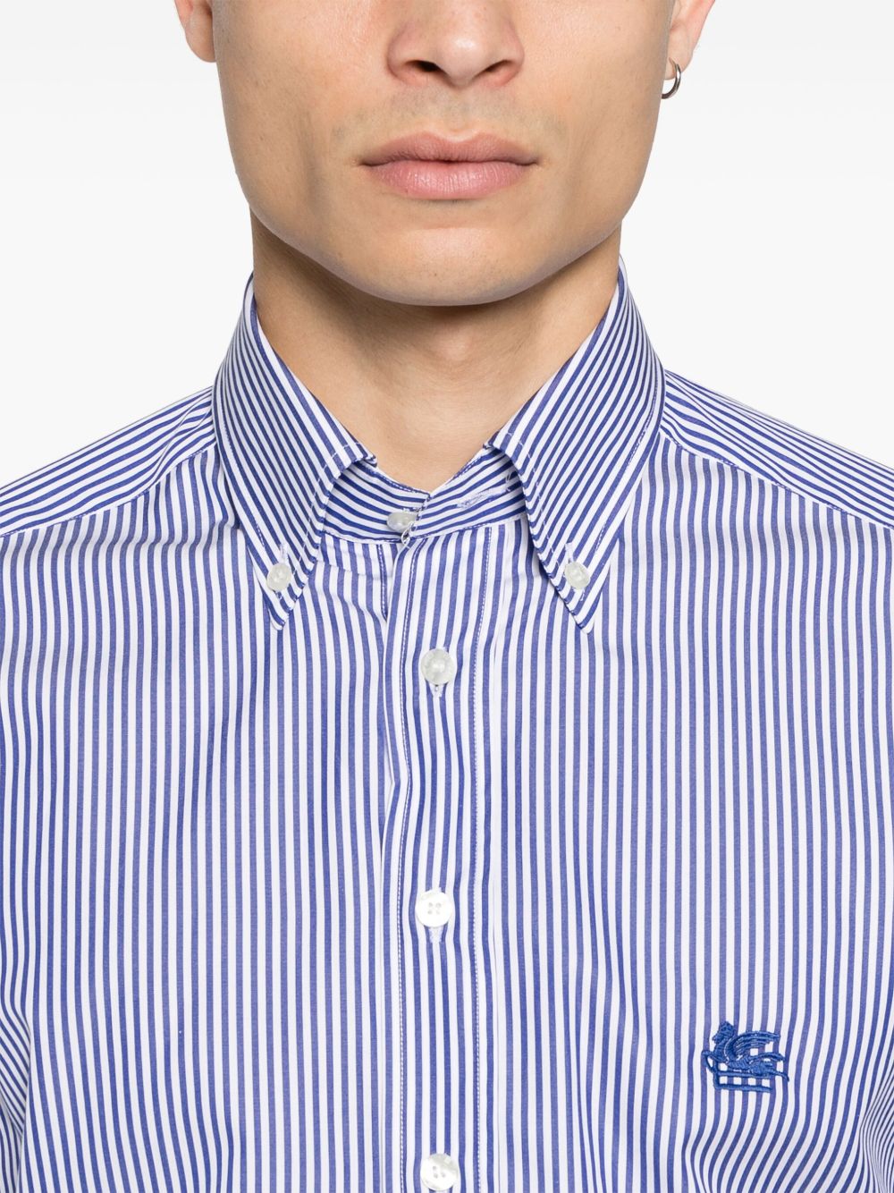 Blue and White Striped Cotton Shirt