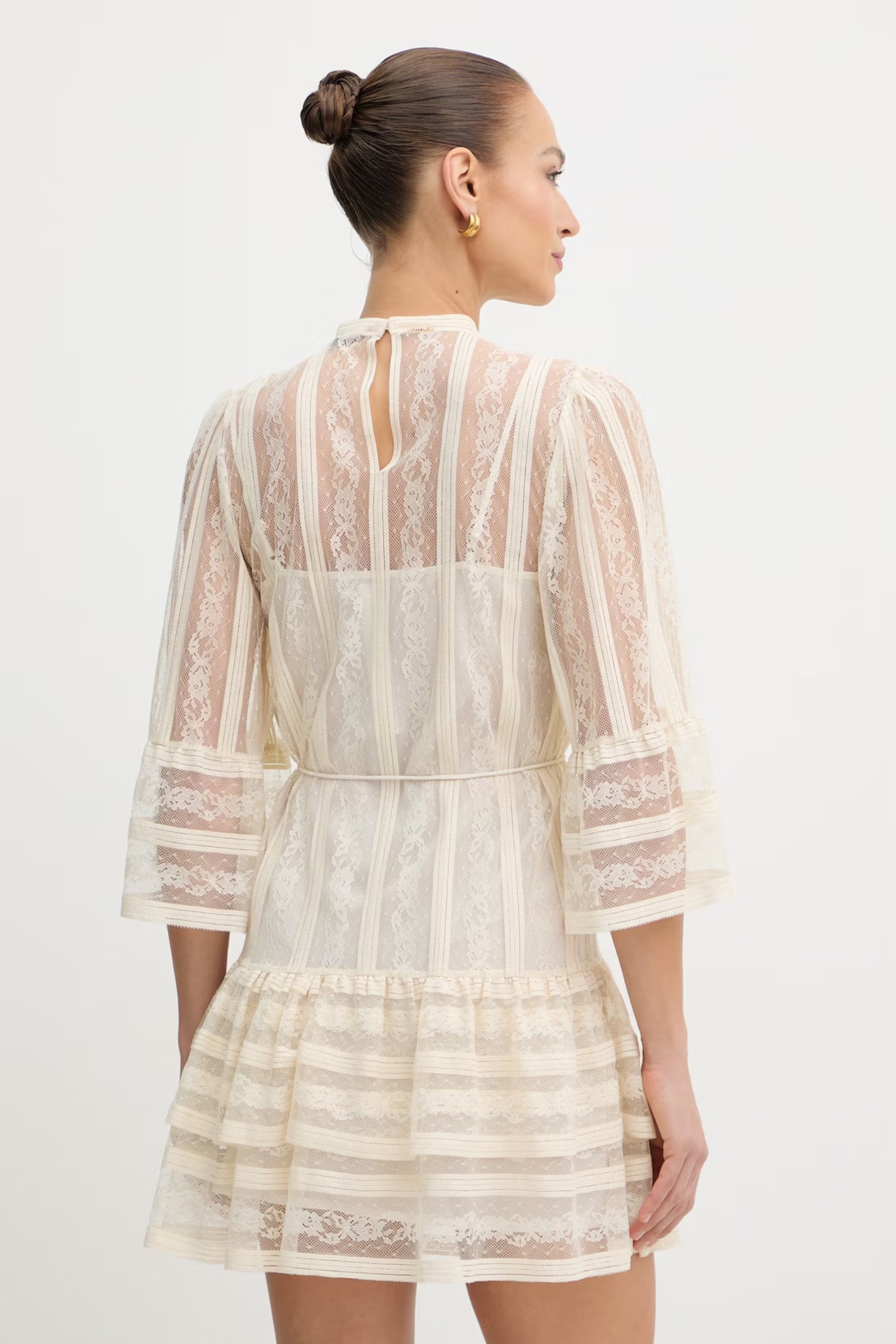 Sheer Lace Dress with High Neckline
