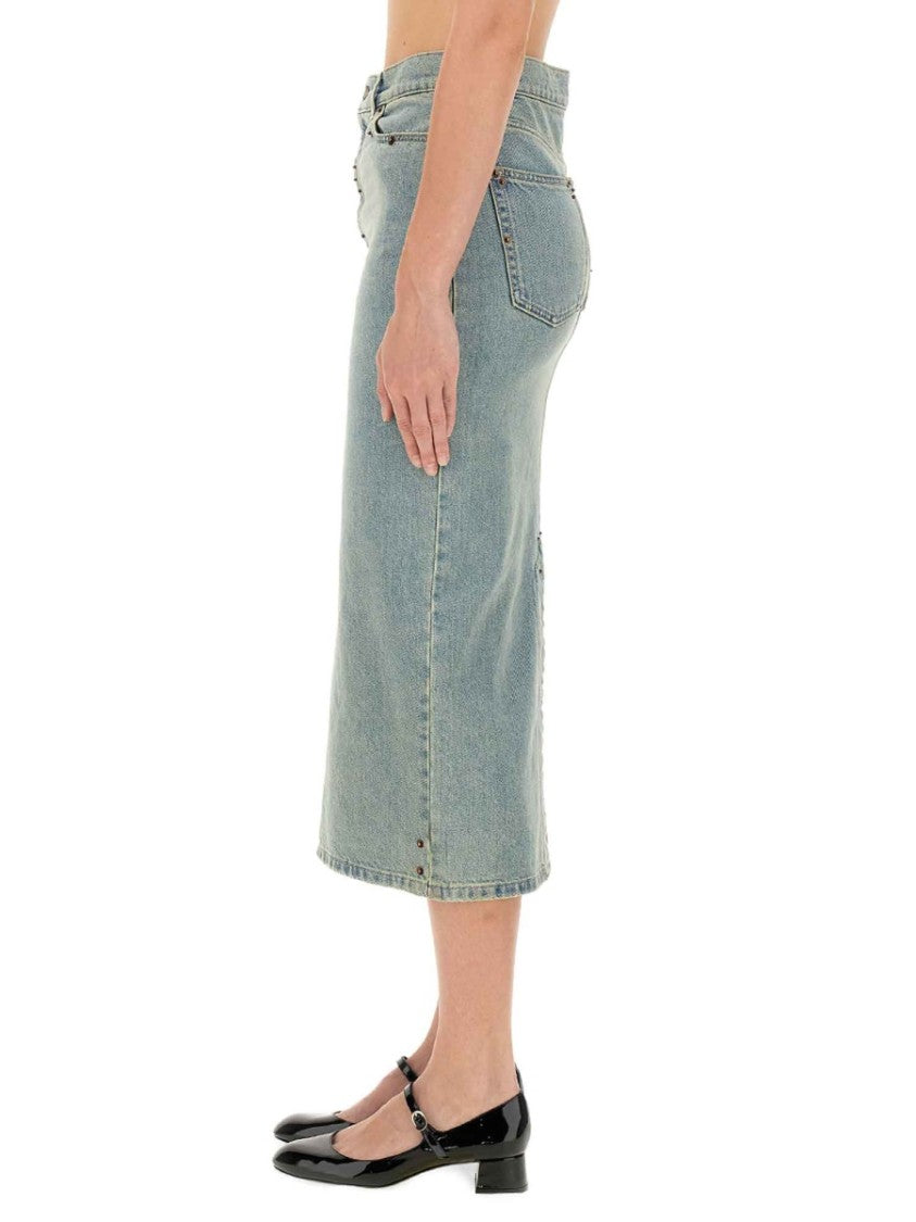 Mid-Length Denim Skirt With Classic Silhouette