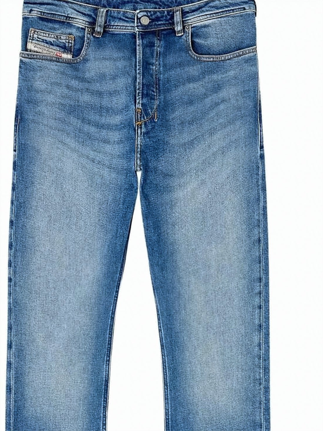 Straight-Leg Denim Pants in Medium Blue Wash