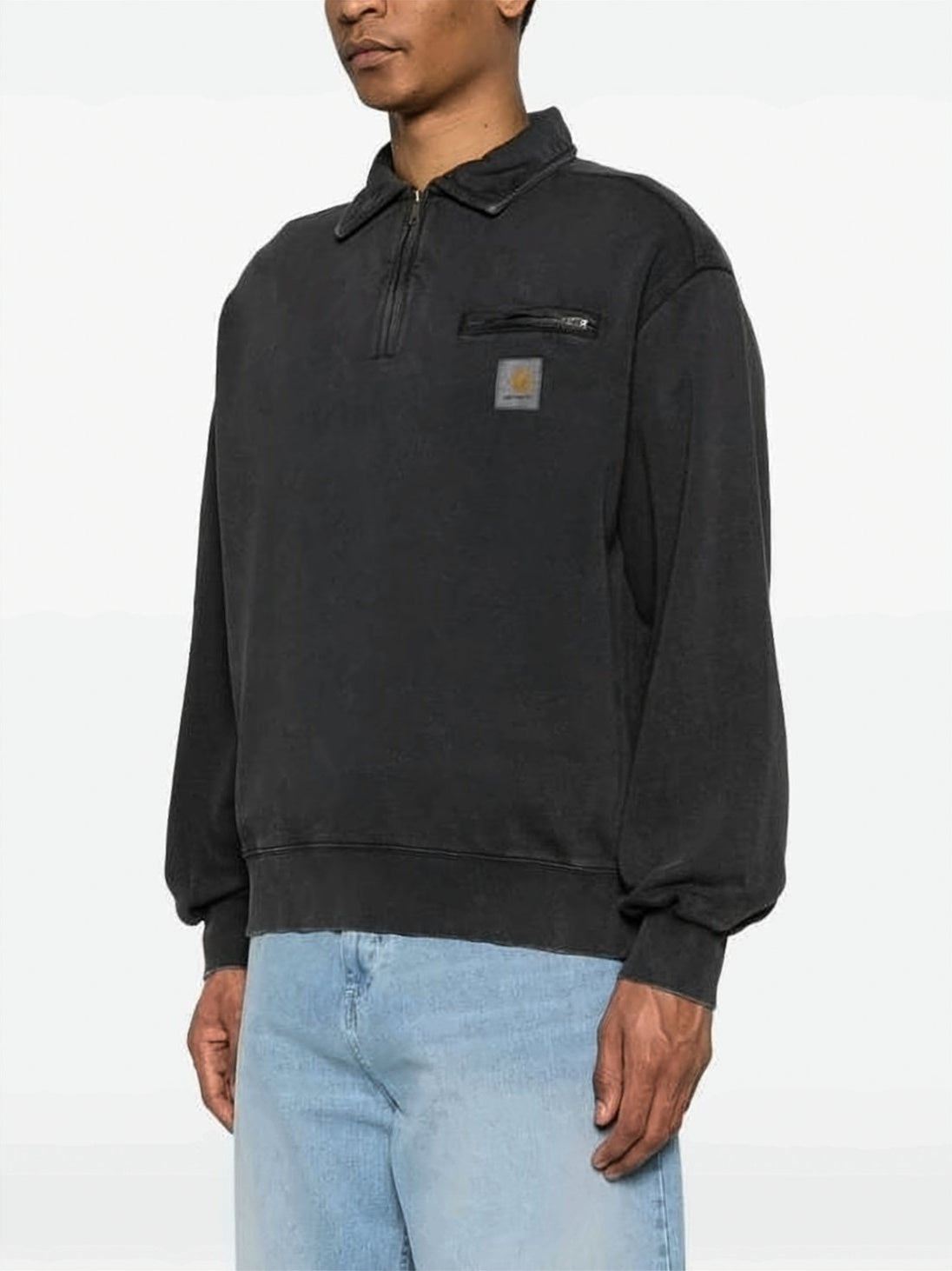 Pullover Half-Zip Sweatshirt with Textured Fabric