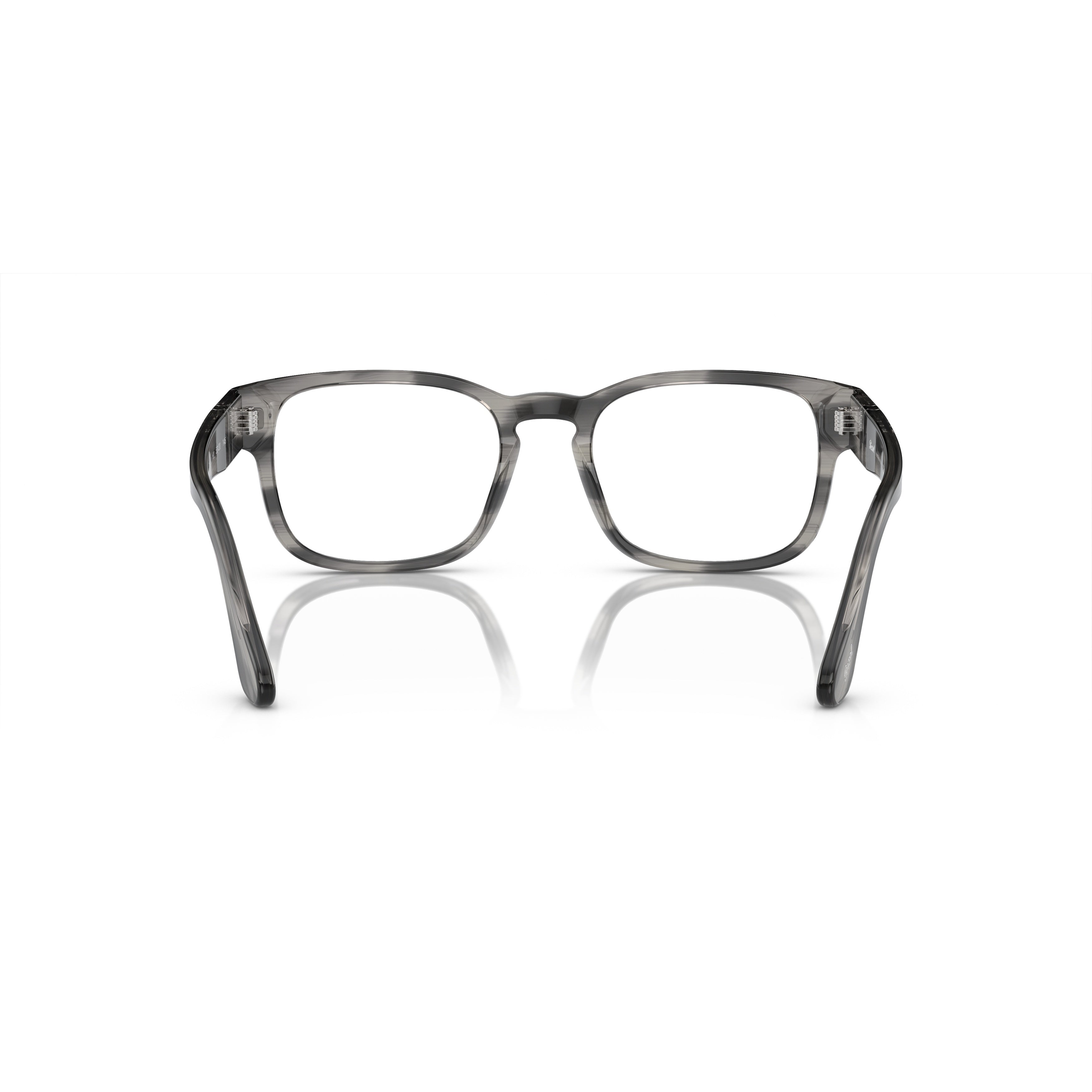 0po3334v Translucent Acetate Rectangular Eyeglasses with Metallic Details