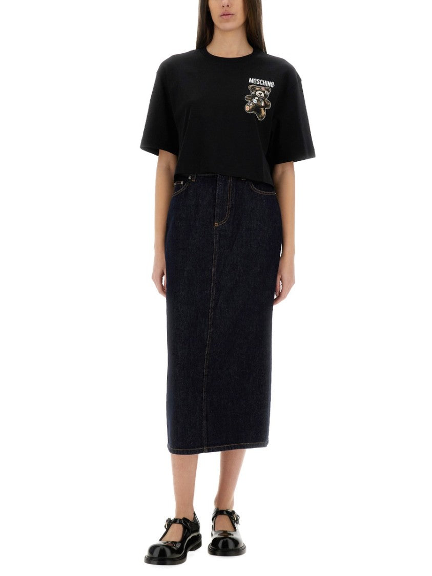 Classic High-Waisted Long Denim Skirt