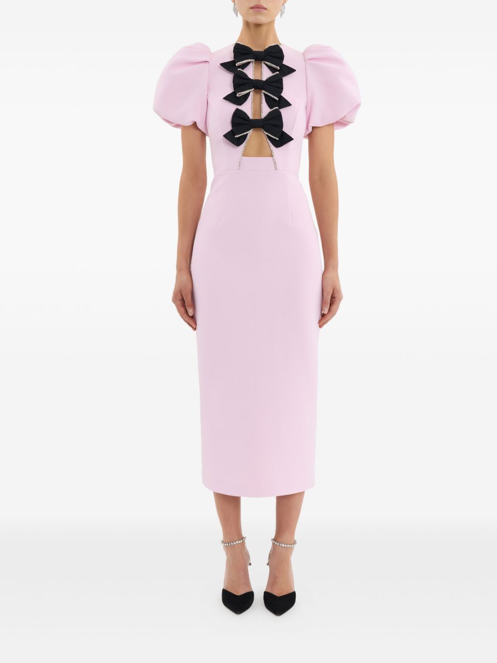 Midi-Length Fitted Dress with Cut-Out Front