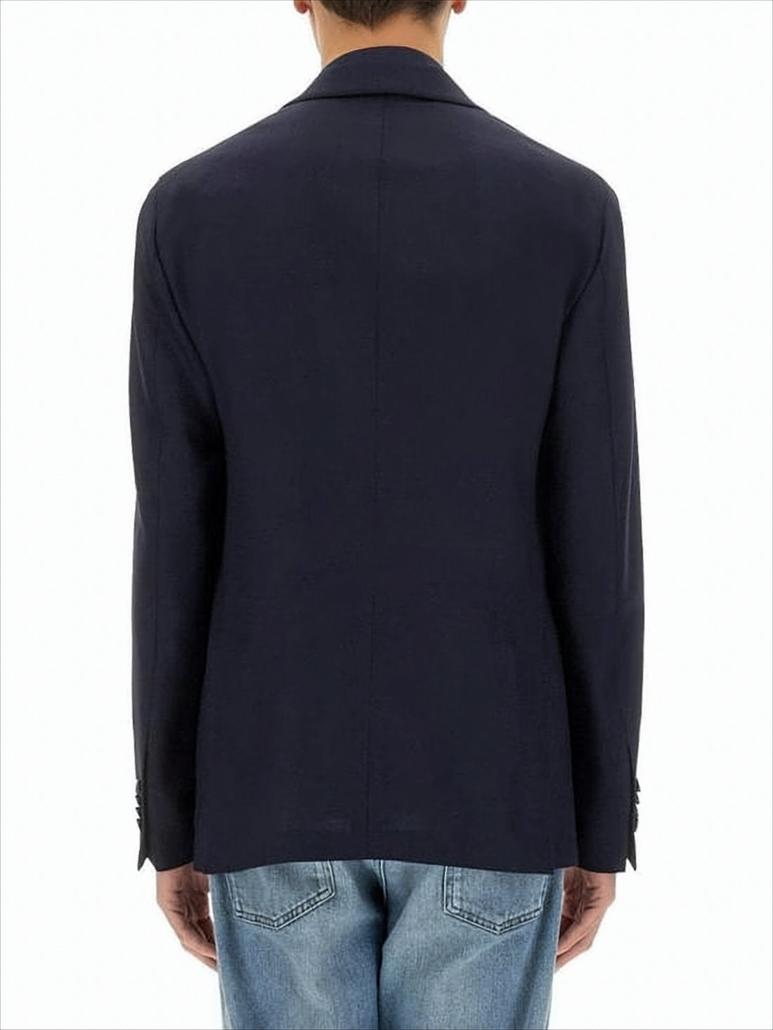 Tailored Blue Wool Jacket with Notch Lapels