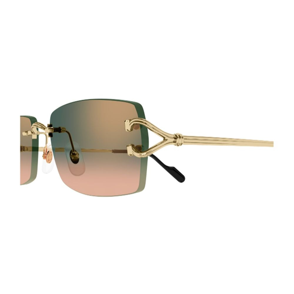 Rimless Rectangular Sunglasses With Gold-Tone Frame And Gradient Lenses