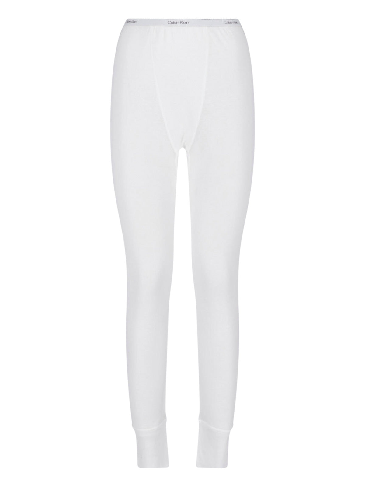 White Slim-Fit Ribbed Cuff Logo Trousers