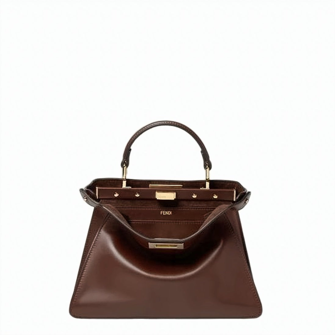 Brown Structured Floral Glass Calf Crossbody