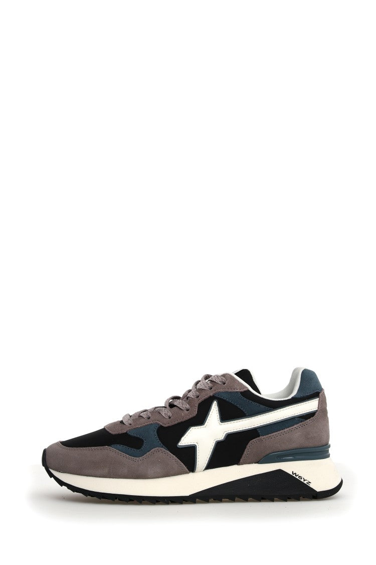 Ultra-Light Sneakers with Technical Fabric and Suede Blend