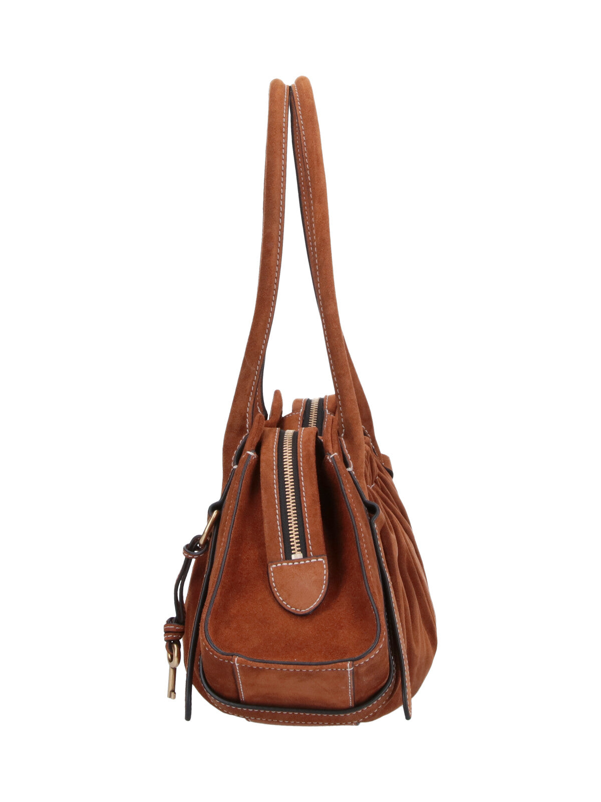 Brown The Christina Ruched Suede Bag