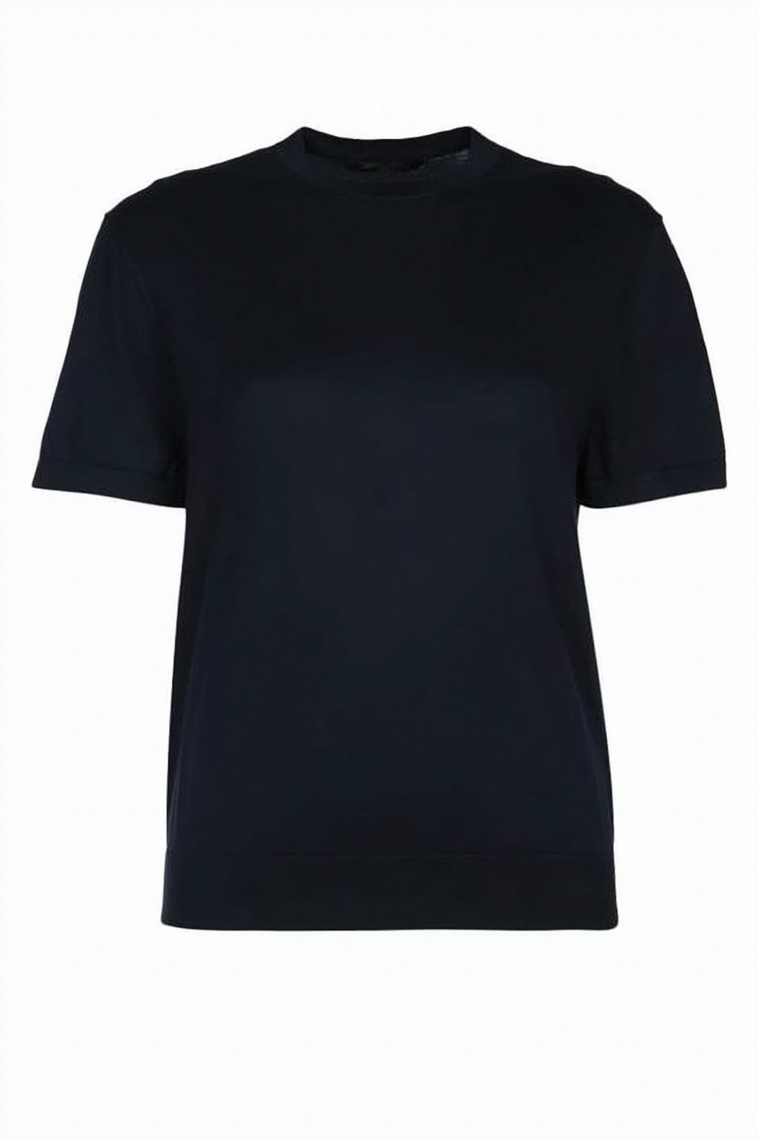 Short-Sleeved Crew Neck Sweater With Cropped Hem
