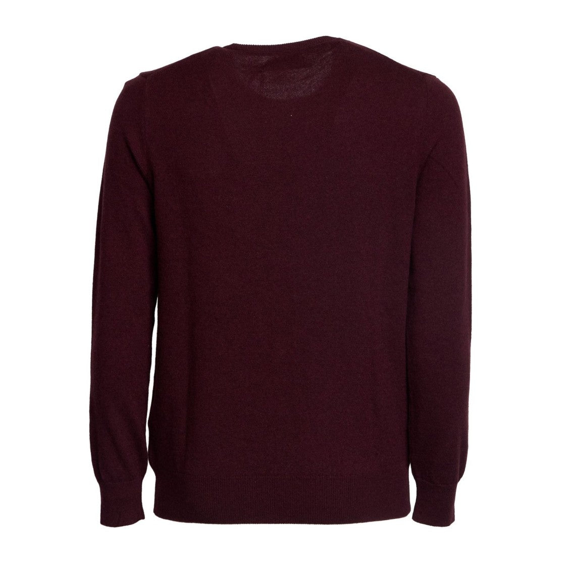 Rich Red Sweater With Ribbed Cuffs And Timeless Design