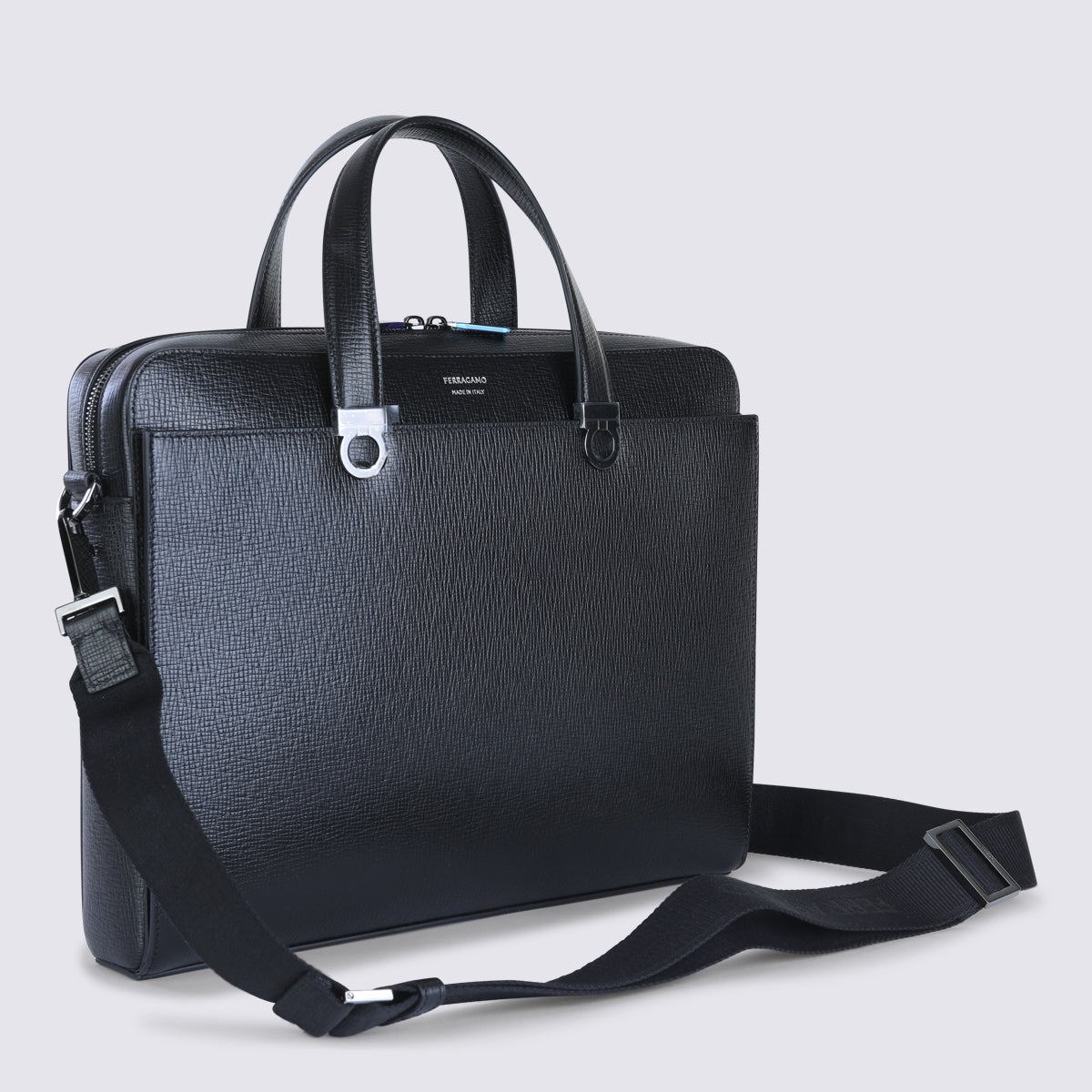 Black Leather Top Handle Bag