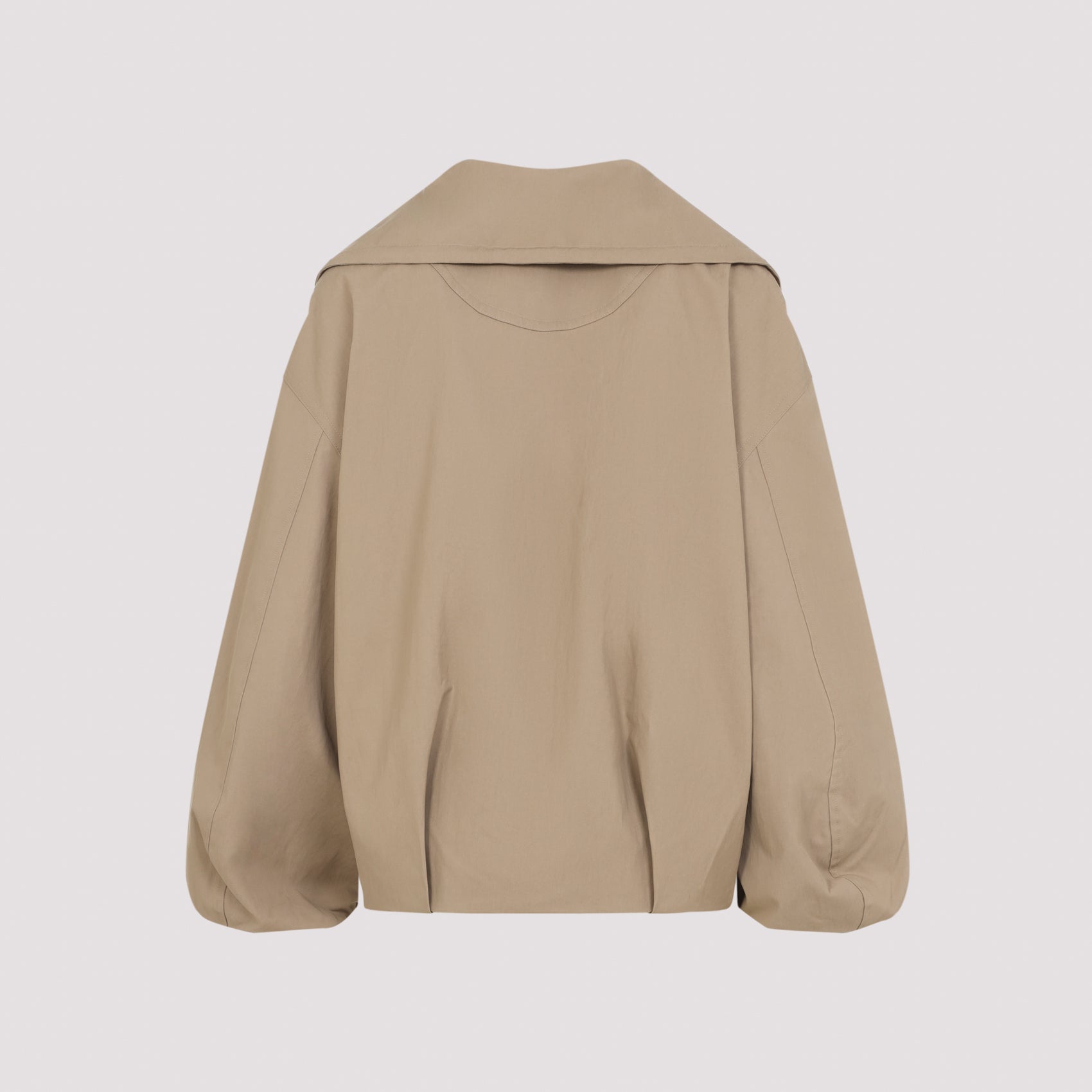 Brown Relaxed Fit Jacket With Oversized Collar And Balloon Sleeves
