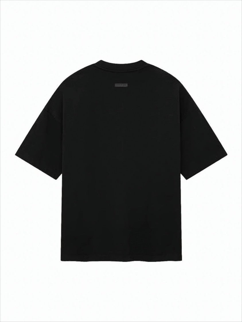 Boxy Black Short-Sleeve T-Shirt With Tonal Lettering